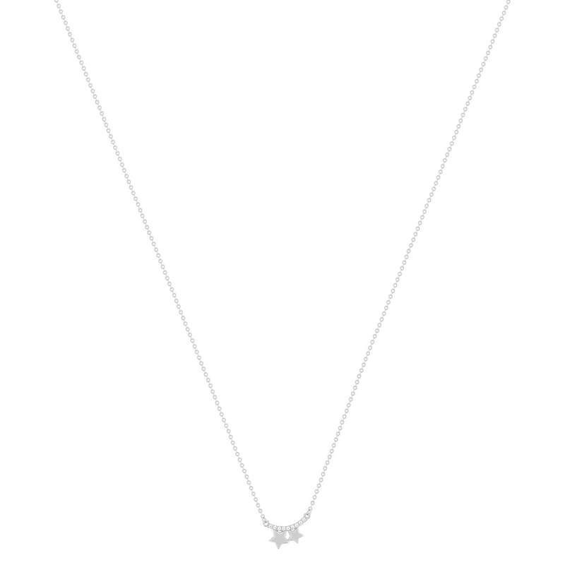 Collier argent 925 et zirconias motif étoiles 45cm - vue 2