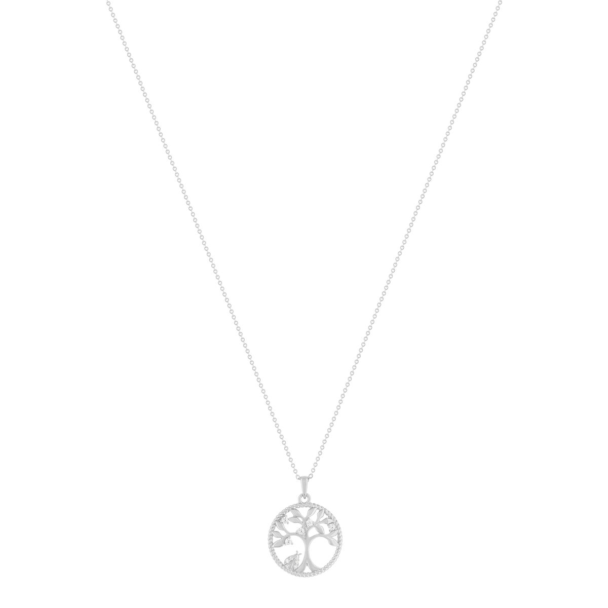 Collier argent 925 et zirconias motif arbre de vie 45cm - vue 2