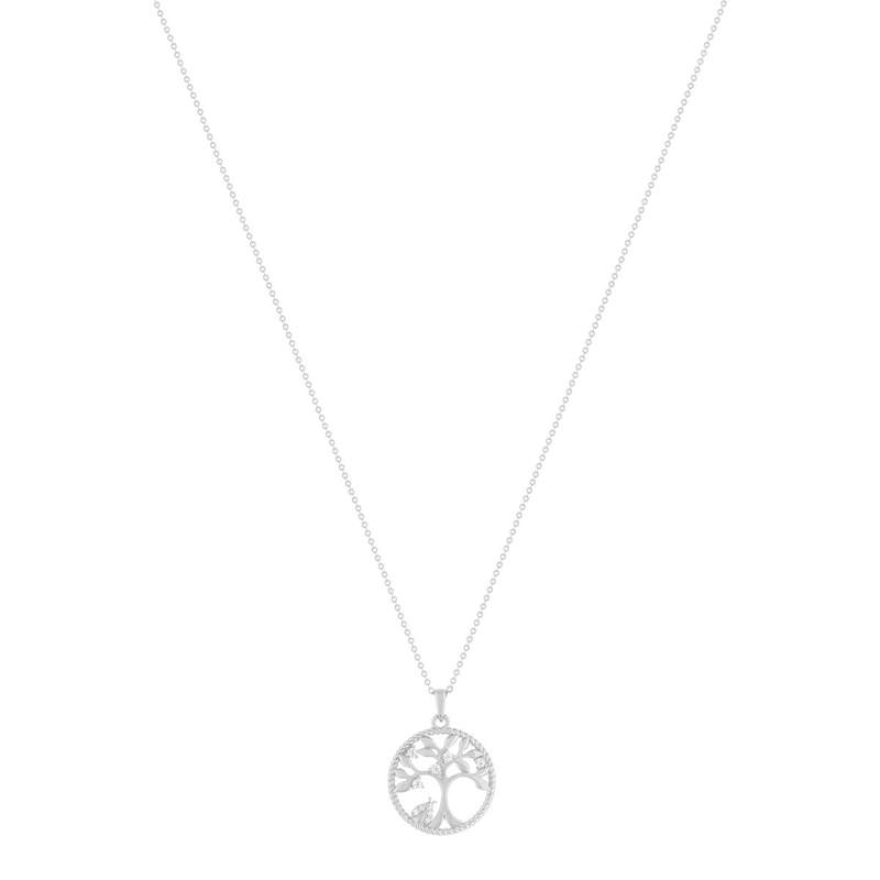 Collier argent 925 et zirconias motif arbre de vie 45cm - vue 2