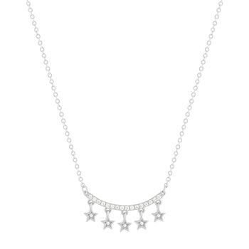 Collier argent 925 et zirconias motif étoiles 45cm