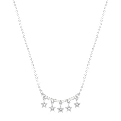 Collier argent 925 et zirconias motif étoiles 45cm - vue 1