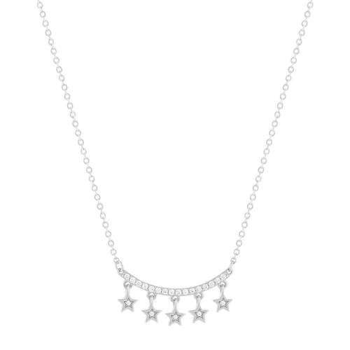 Collier argent 925 et zirconias motif étoiles 45cm