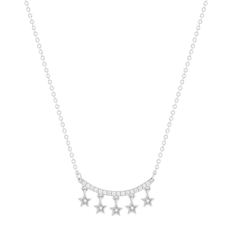 Collier argent 925 et zirconias motif étoiles 45cm - vue 1