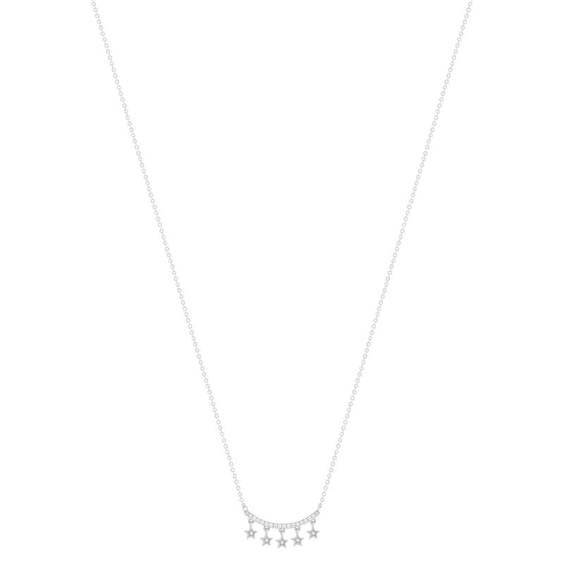 Collier argent 925 et zirconias motif étoiles 45cm - vue 2