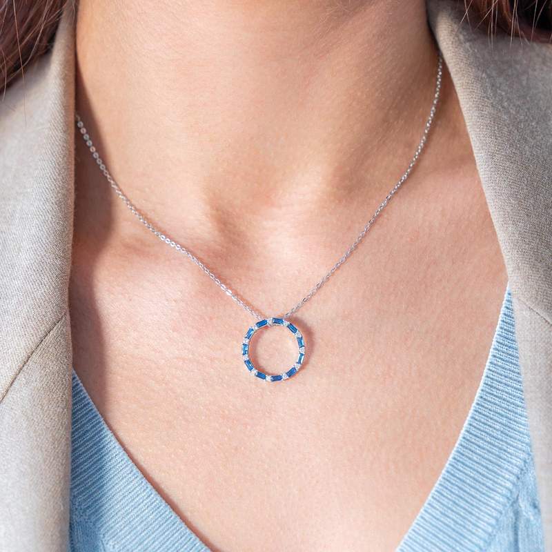 Collier argent 925 pierres imitation 45cm - vue porté 1