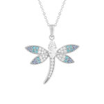 925 sterling silver necklace with zirconia stones in a dragonfly design, 45 cm - view 1