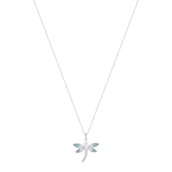 Collier argent 925 et zirconias motif libellule 45cm