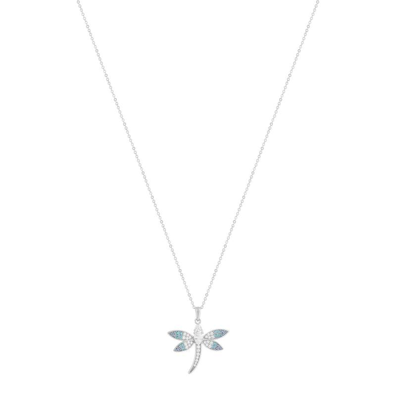 Collier argent 925 et zirconias motif libellule 45cm - vue 2
