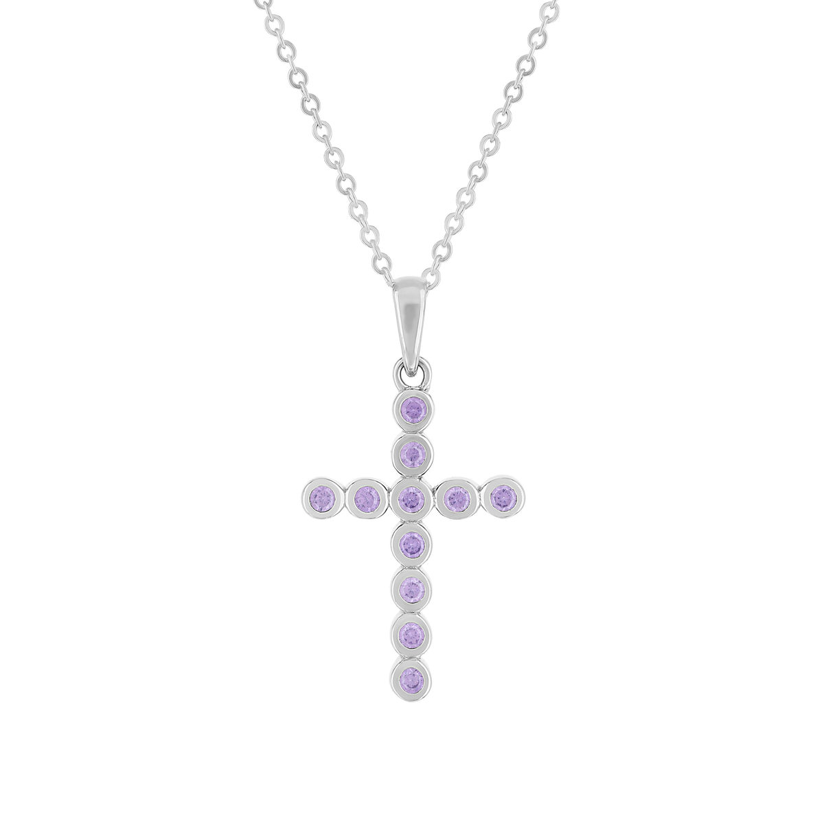 Collier argent 925 et zirconias motif croix 45cm