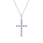 Collier argent 925 et zirconias motif croix 45cm - vue 1