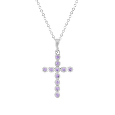 Collier argent 925 et zirconias motif croix 45cm - vue 1