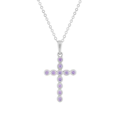 Necklace silver 925 and zirconias cross design 45cm