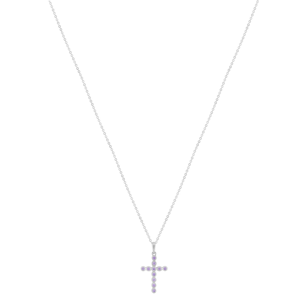 Collier argent 925 et zirconias motif croix 45cm - vue 2