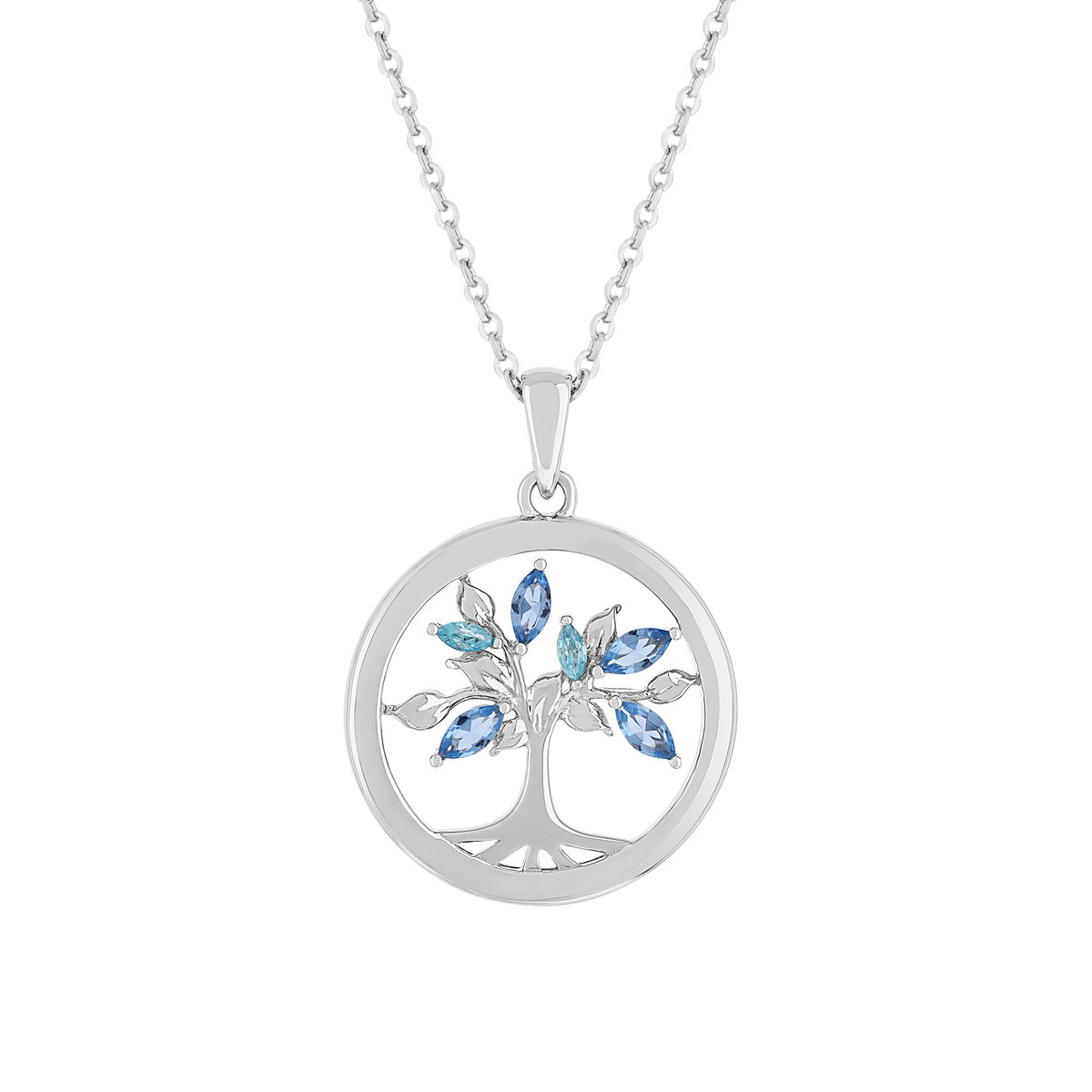 Collier argent 925 et zirconias motif arbre de vie 45cm