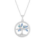 Collier argent 925 et zirconias motif arbre de vie 45cm - vue 1