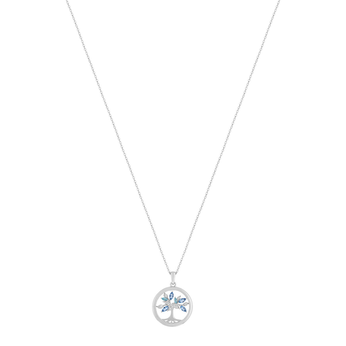 Collier argent 925 et zirconias motif arbre de vie 45cm - vue 2