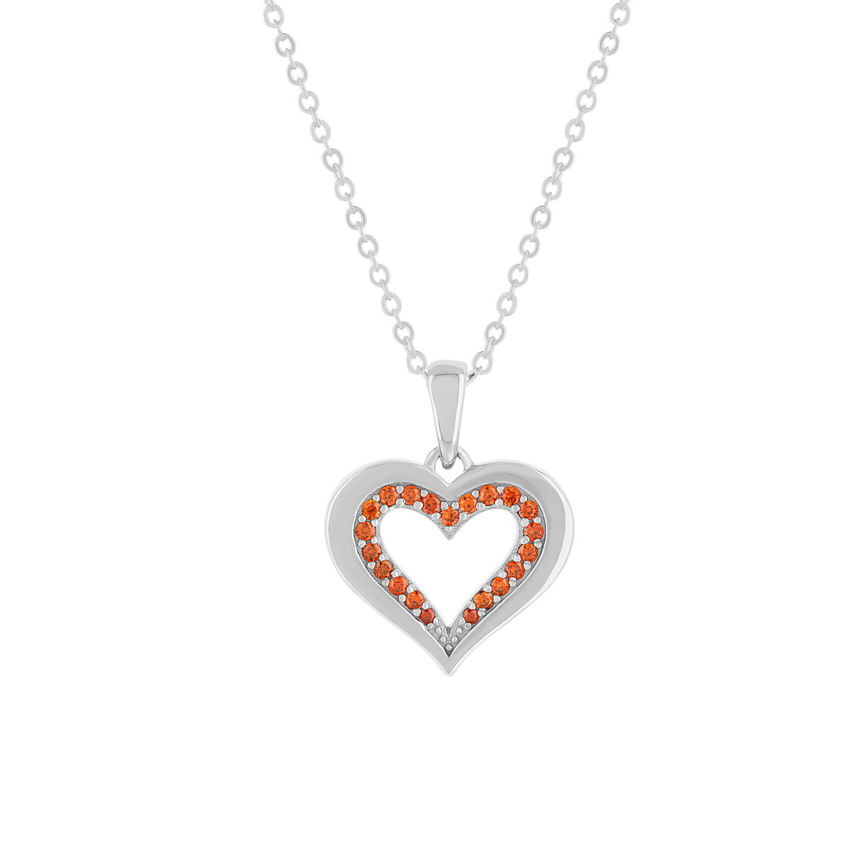 Collier argent 925 et zirconias motif coeur 45cm