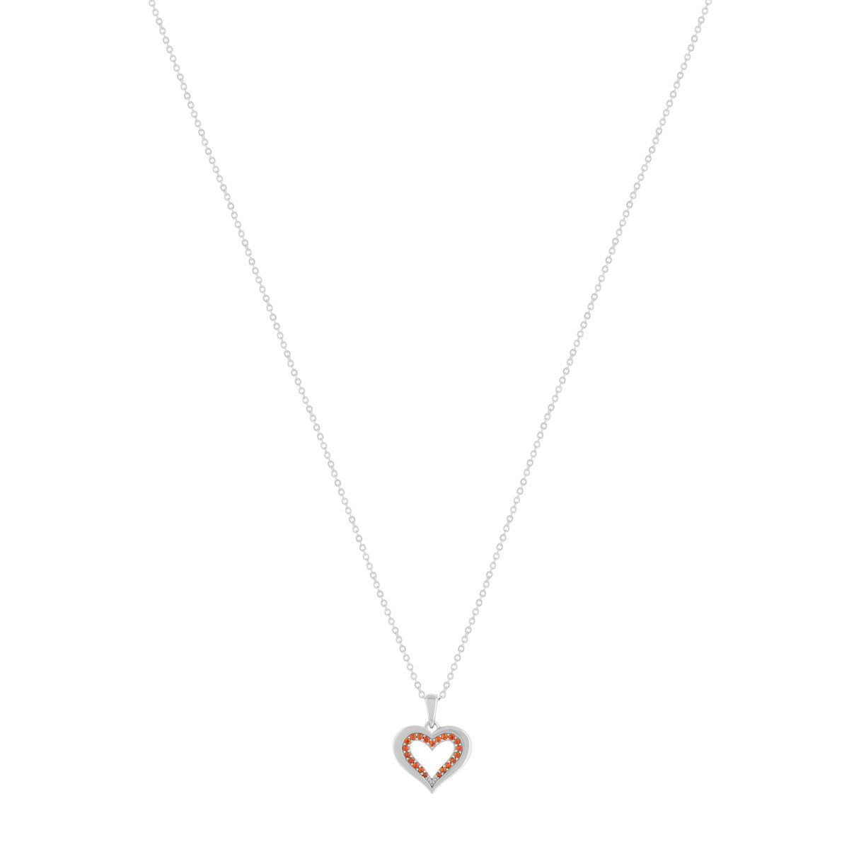 Collier argent 925 et zirconias motif coeur 45cm - vue 2