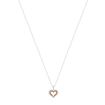 Collier argent 925 et zirconias motif coeur 45cm