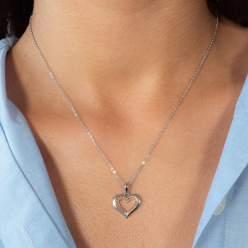 Collier argent 925 et zirconias motif coeur 45cm