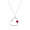 Collier argent 925 pierre synthétique rouge motif coeur 45cm - vue V1