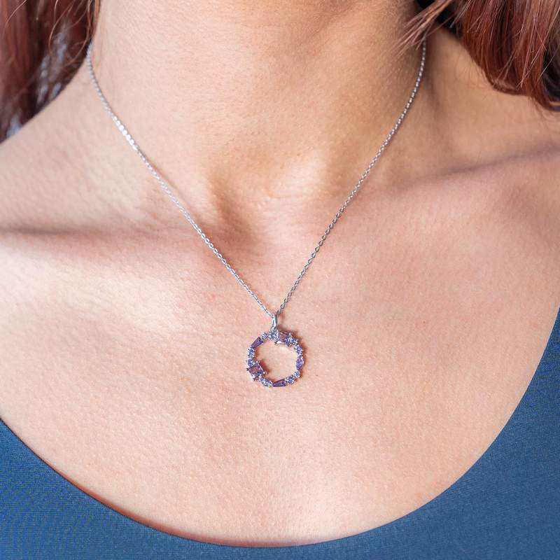 Collier argent 925 et zirconias 45cm - vue porté 1