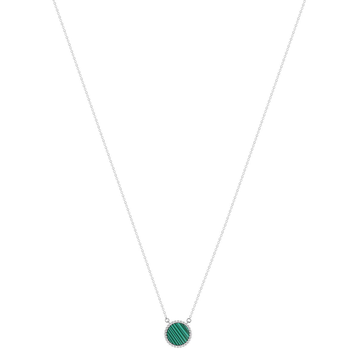 Collier argent 925 malachites 45cm - vue 2