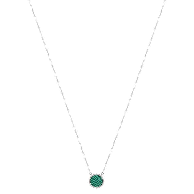 Collier argent 925 malachites 45cm - vue 2