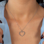 Collier argent 925 coeur 45cm - vue porté 1