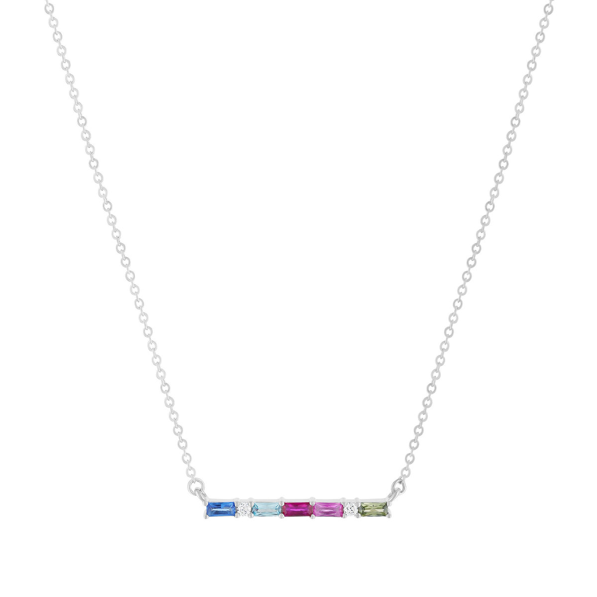 Collier argent 925 zirconias multicolores 45cm