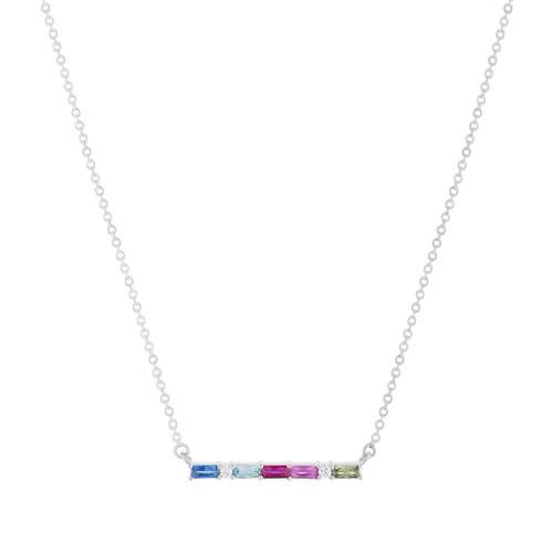 Collier argent 925 zirconias multicolores 45cm