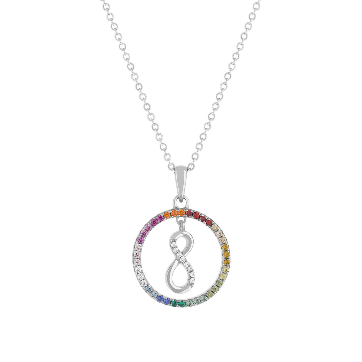 Collier argent 925 et zirconias motif infini 45cm