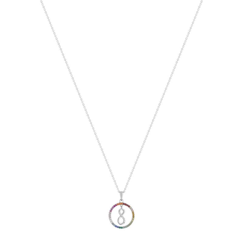 925 zilver en zirkonia's oneindigheidsketting 45cm - bekijk 2