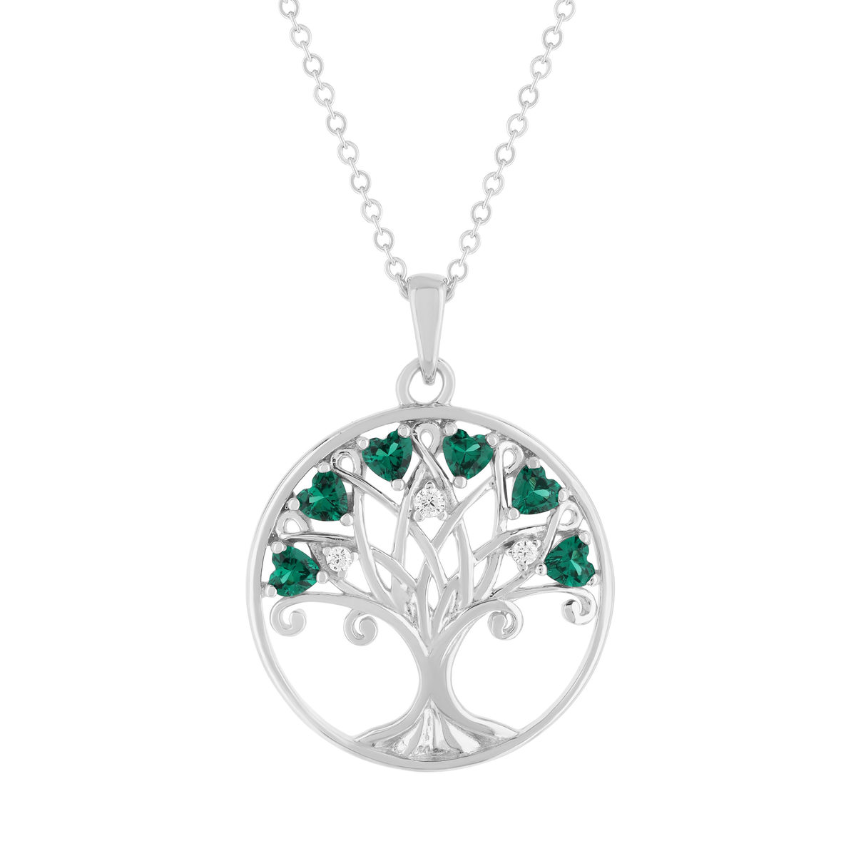 Collier argent 925 et zirconias motif arbre de vie 45cm