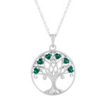 Collier argent 925 et zirconias motif arbre de vie 45cm motif arbre de vie et coeur - vue 1