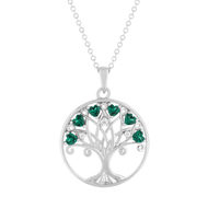 Collier argent 925 et zirconias motif arbre de vie 45cm motif arbre de vie et coeur