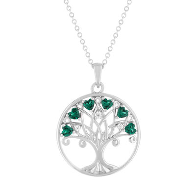 Collier argent 925 et zirconias motif arbre de vie 45cm motif arbre de vie et coeur - vue 1