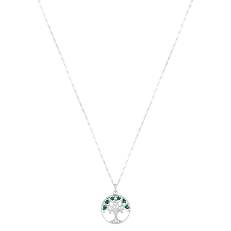 Collier argent 925 et zirconias motif arbre de vie 45cm motif arbre de vie et coeur - vue 2