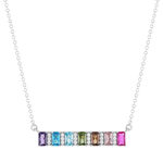 Collier argent 925 et zirconias multicolores 45cm - vue 1