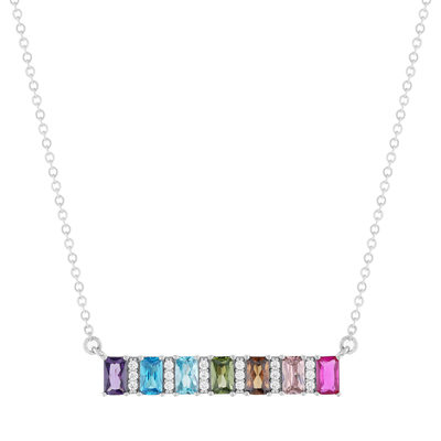 Collier argent 925 et zirconias multicolores 45cm