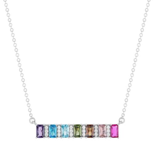 Collier argent 925 et zirconias multicolores 45cm