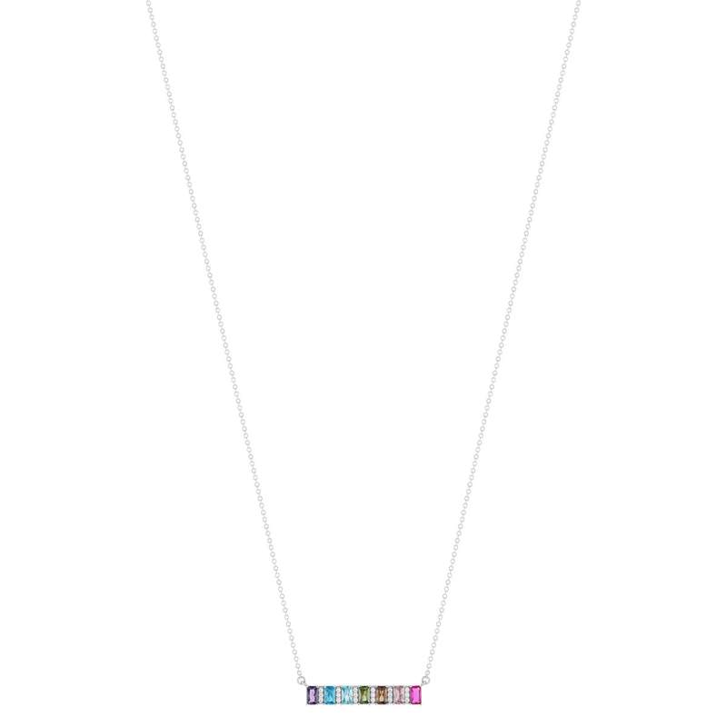 Collier argent 925 et zirconias multicolores 45cm - vue 2