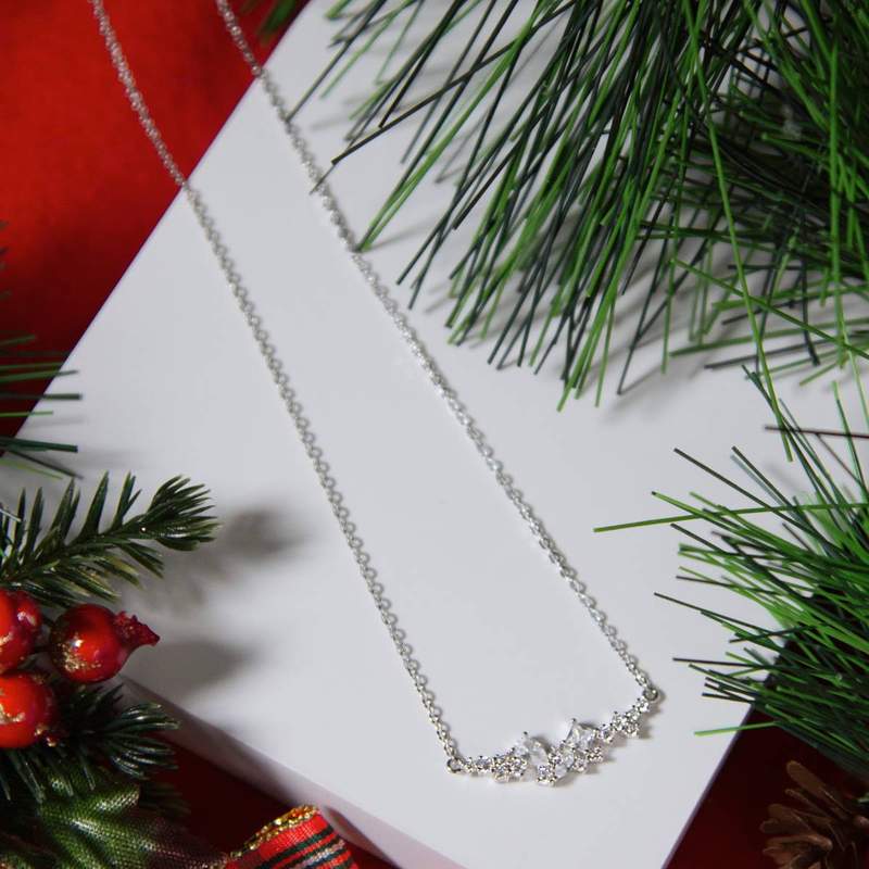 Collier argent 925 et zirconias 45cm - vue D1
