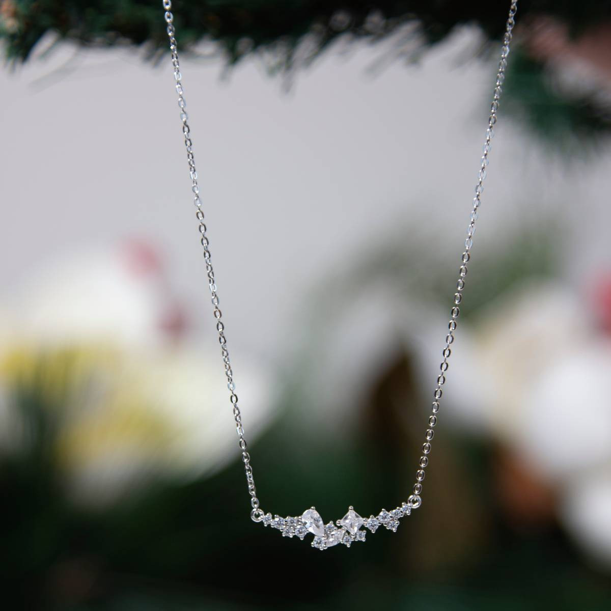 Collier argent 925 et zirconias 45cm - vue D2