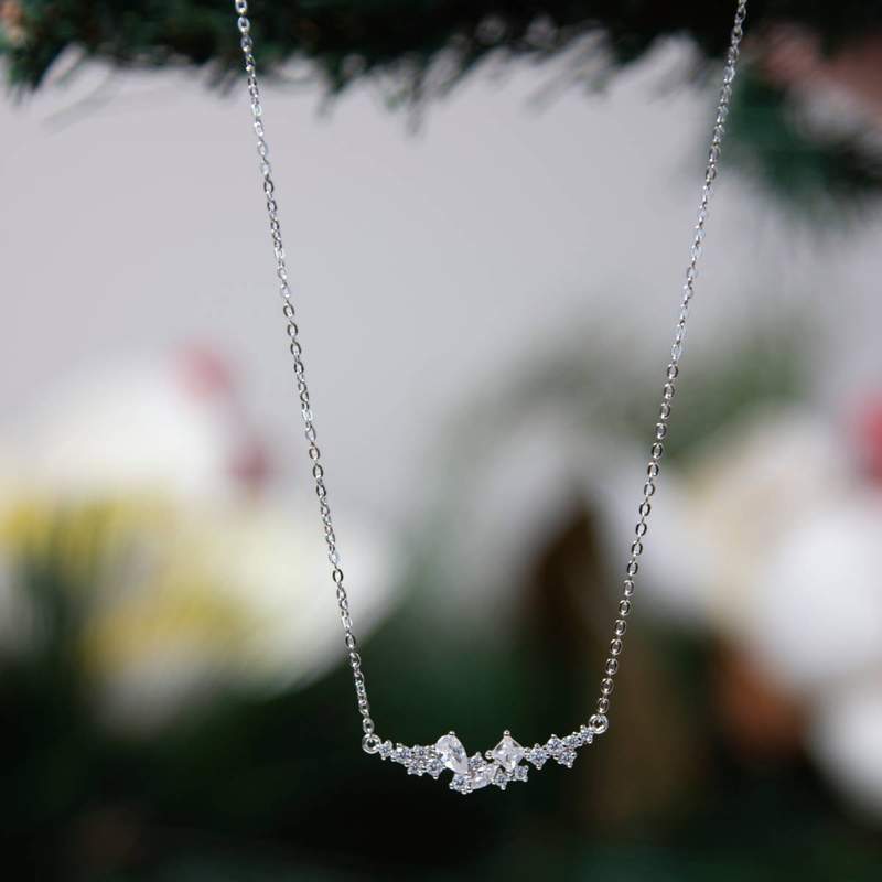 Collier argent 925 et zirconias 45cm - vue D2