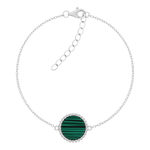 Bracelet argent 925 malachites 20cm - vue 1