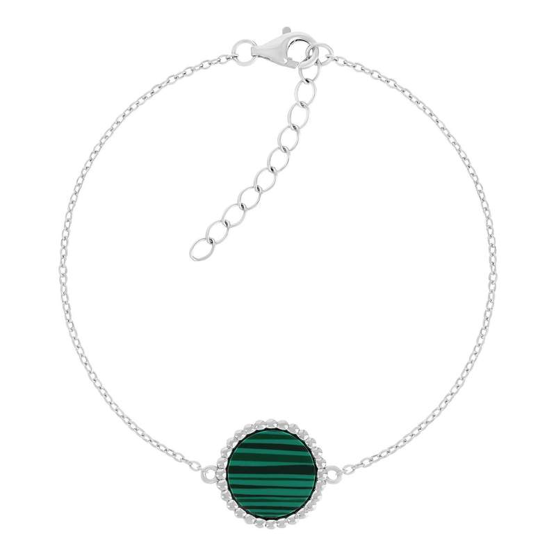 Bracelet argent 925 malachites 20cm - vue 1