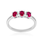 Bague argent 925 pierres synthétiques rouges - vue 1