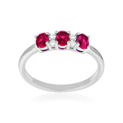 Bague argent 925 pierres synthétiques rouges