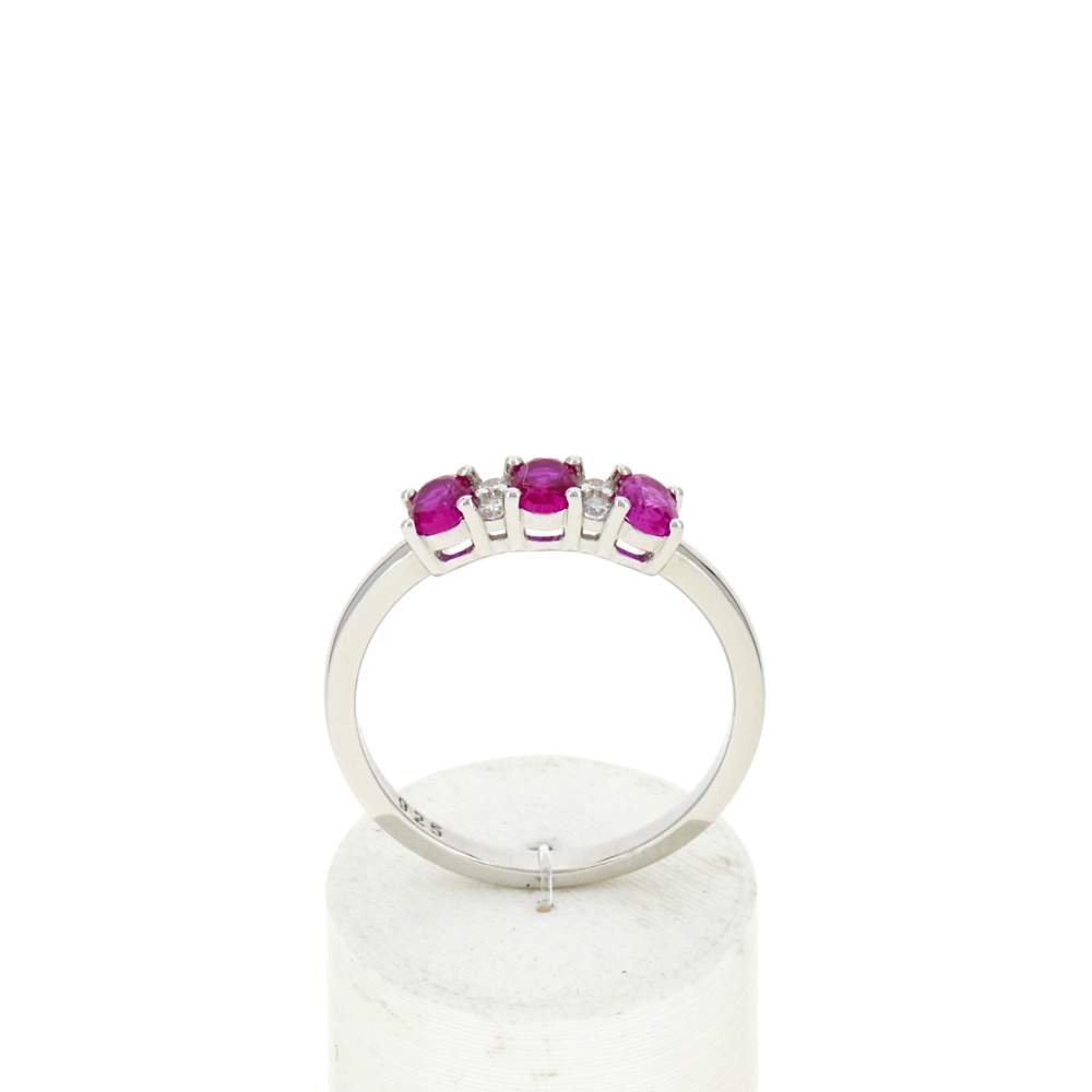 Bague argent 925 pierres synthétiques rouges - vue 1